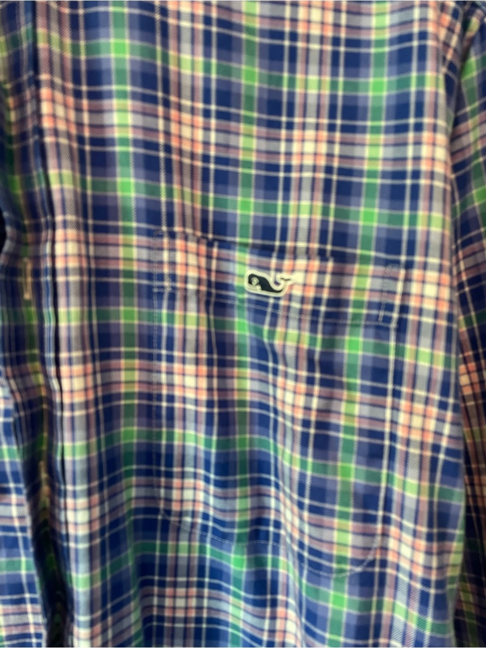 Men’s Vineyard Vines Tucker Shirt Navy, Green & Pink Plaid Button-Down Shirt